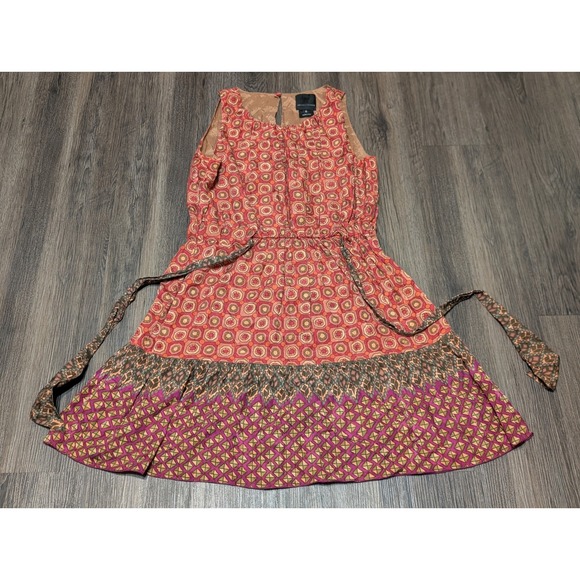 Anthropologie Dresses & Skirts - Anthropologie Anna Sui‎ Dress Size 6 Sleeveless Orange Pink Print Boho Casual